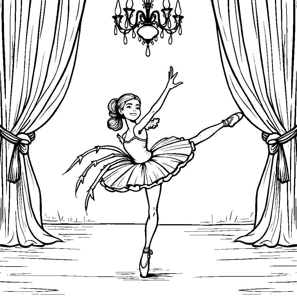 A dancer spider performing ballet on stage with a spotlight