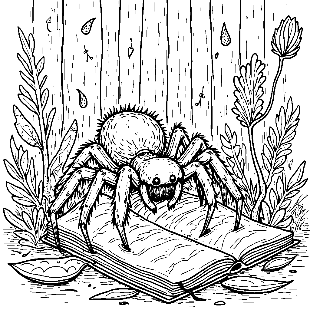 A spider creating a scrapbook of its daily adventures