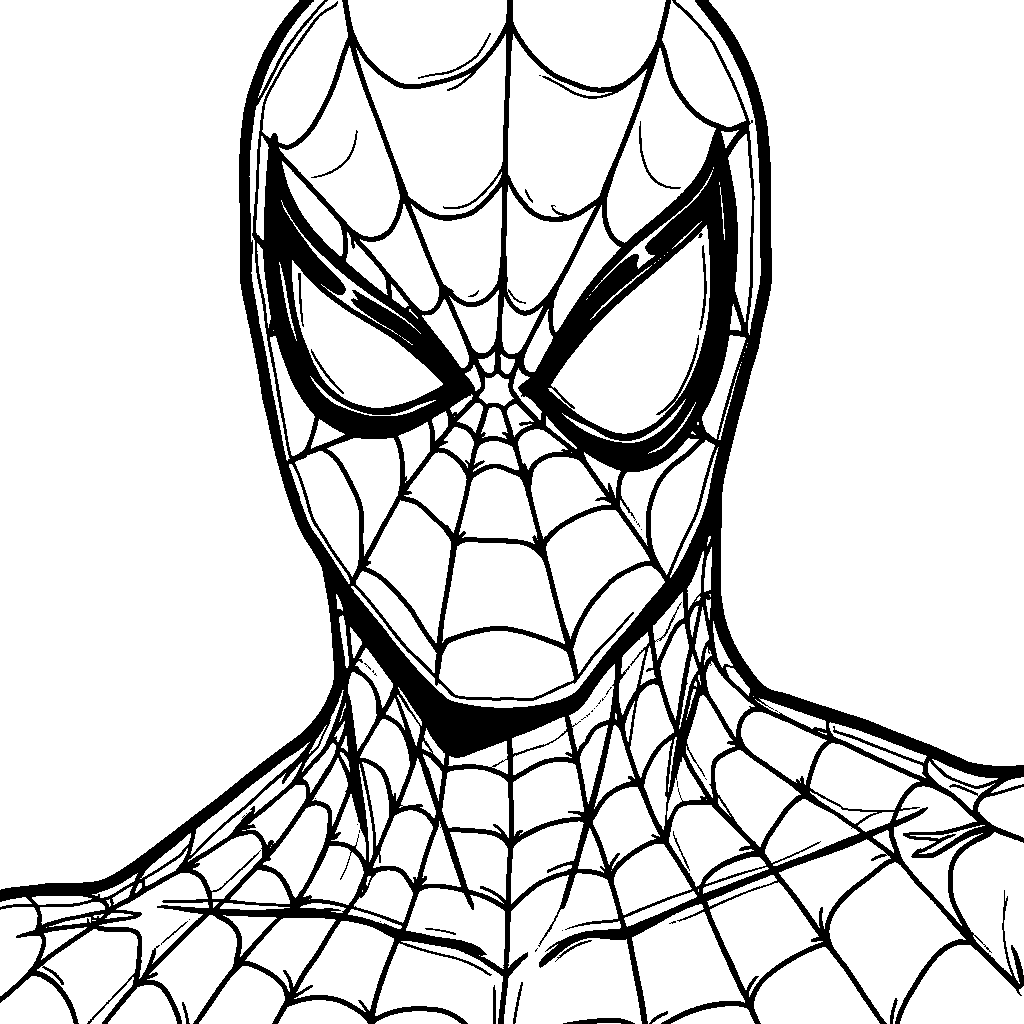 Spiderman's face with a determined expression