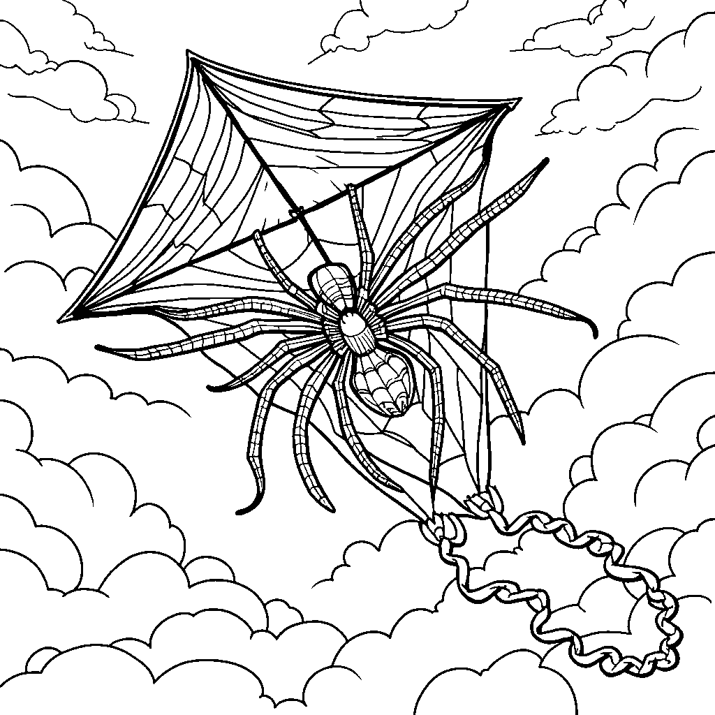 Spiderman's webs forming a spider-shaped kite