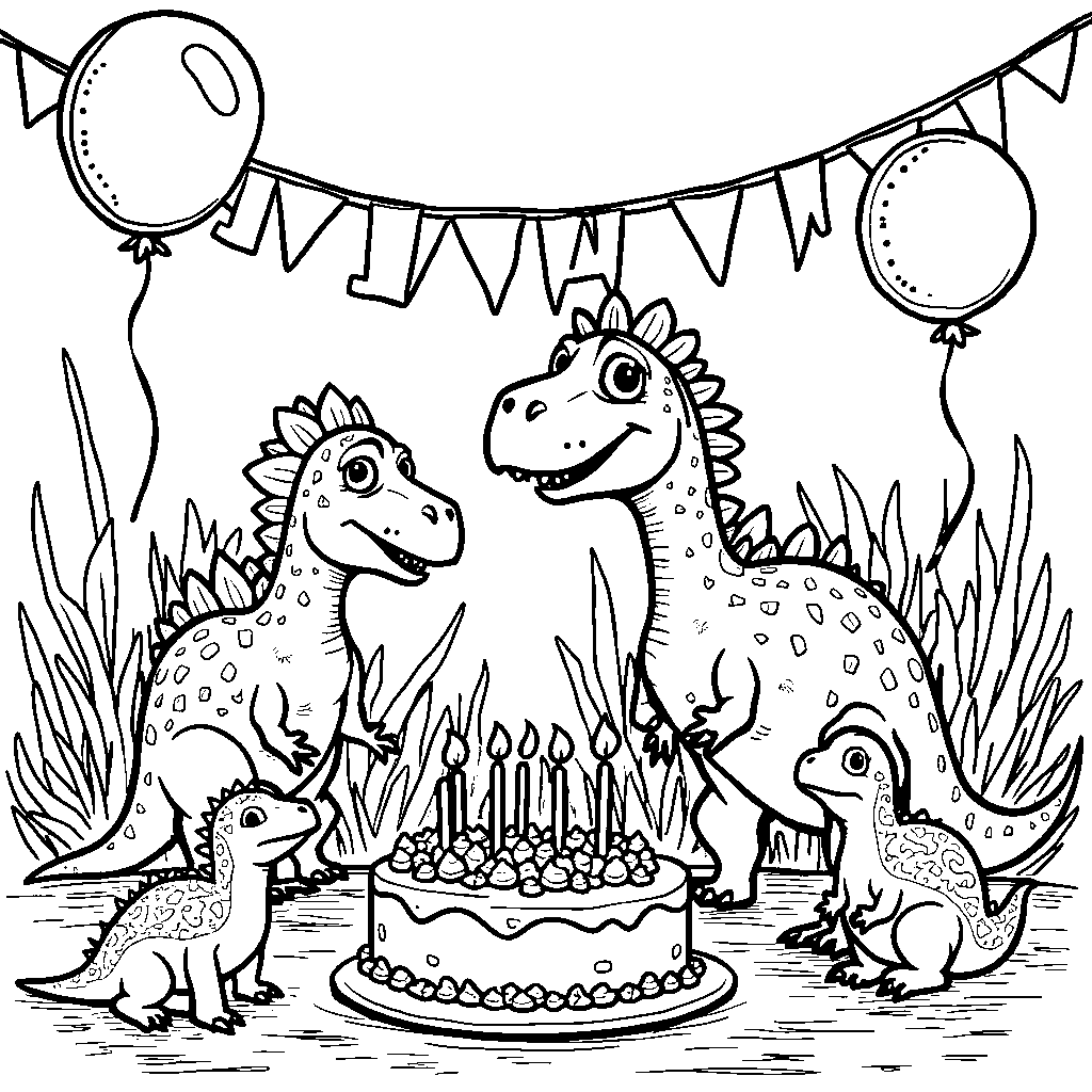 Spinosaurus Celebrates: A Birthday Bash with Friends