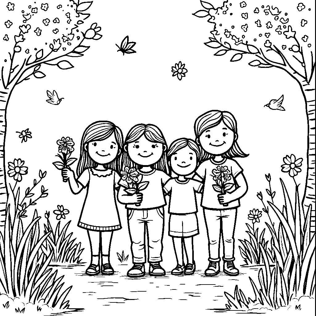 A group of kids going on a spring nature walk