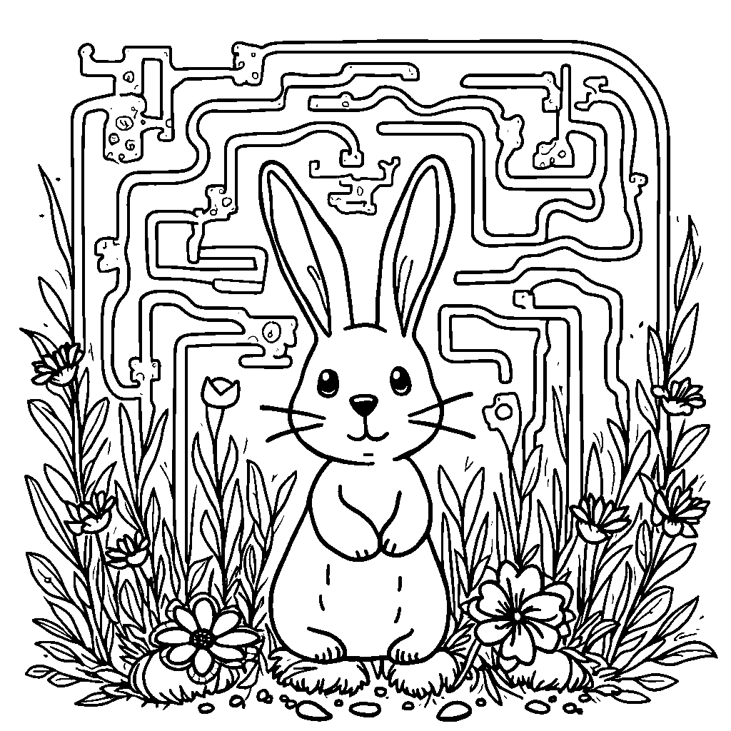 A spring-themed maze, with a hidden bunny at the center