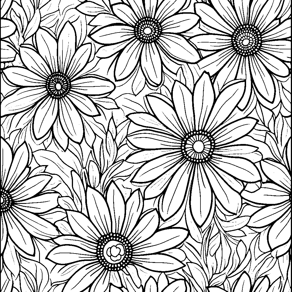 A spring-themed pattern of repeating flowers and leaves