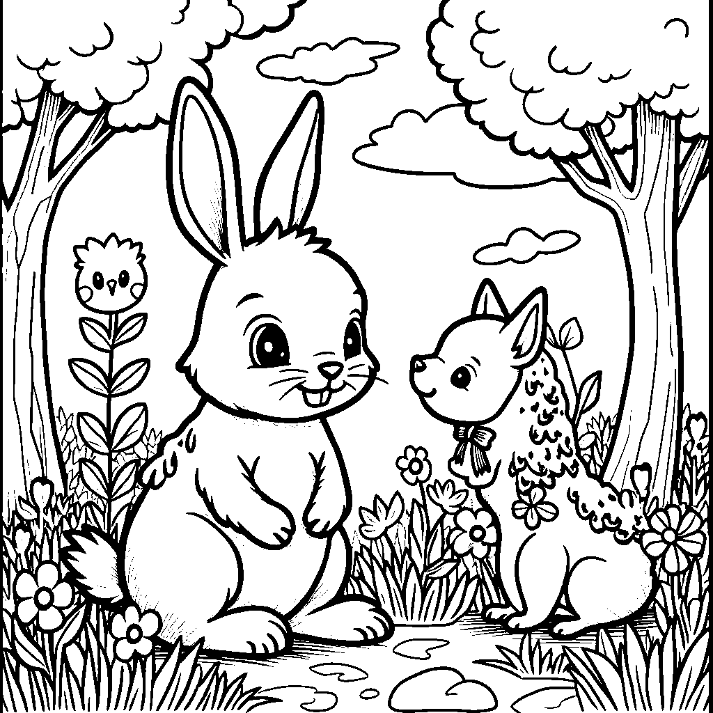 A spring-themed storybook with a rabbit as the main character