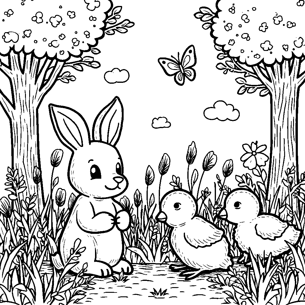 A spring-themed matching game, featuring flowers and animals