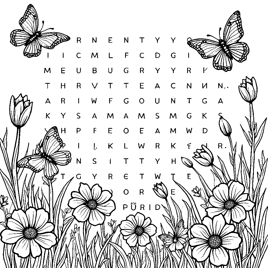 A spring-themed word search, with words like 'bunny' and 'un'