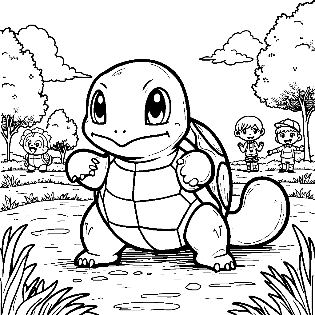 Squirtle enjoying a warm, sunny day at the park