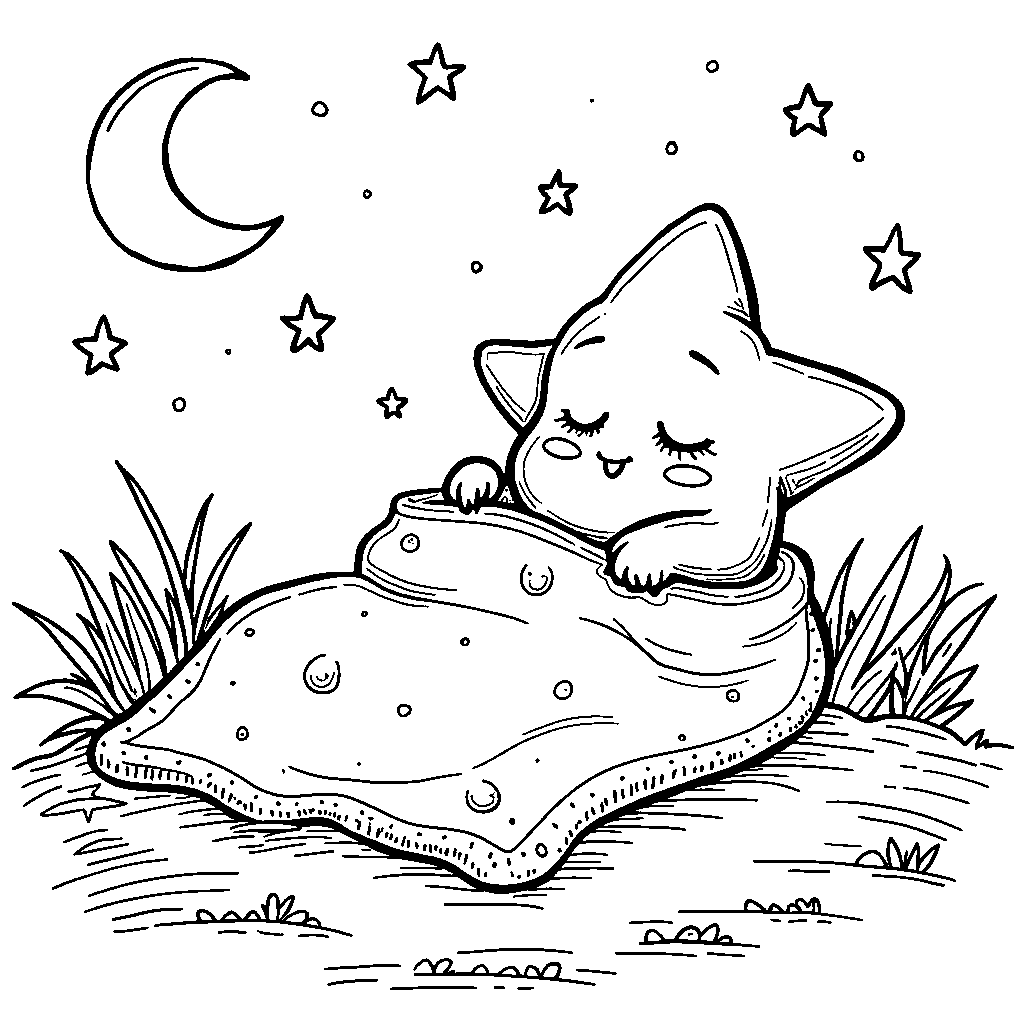 A sleepy star nestled in a cozy blanket, ready for bedtime