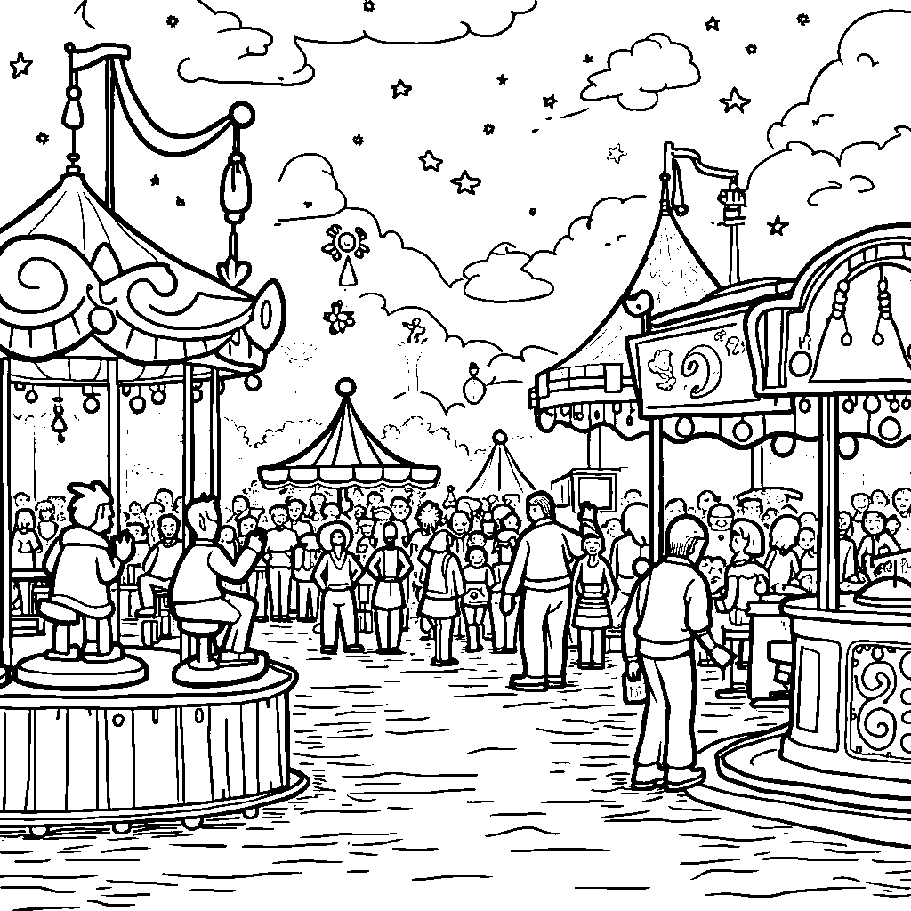 A star attending a carnival with rides and games