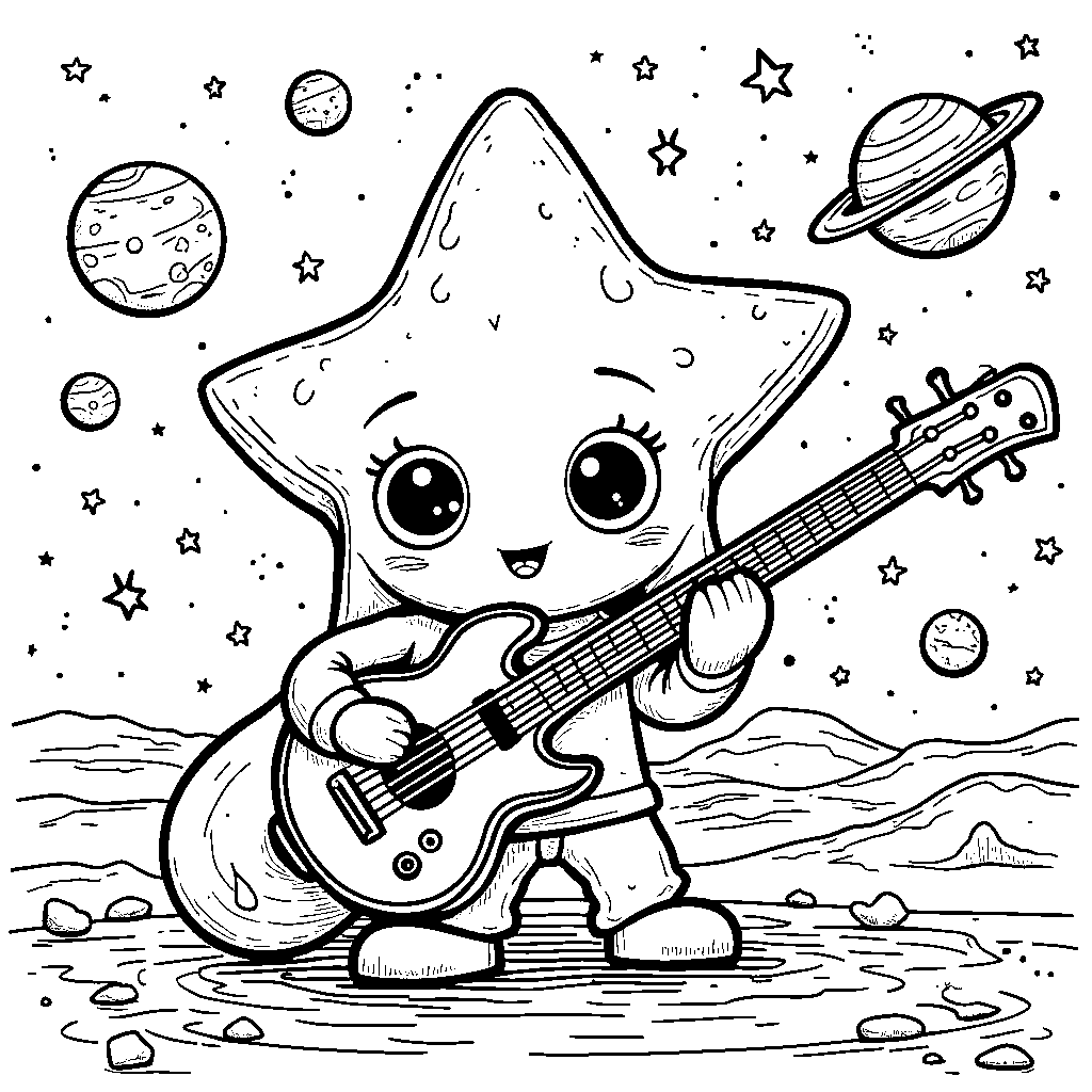 A star playing an instrument in a cosmic band