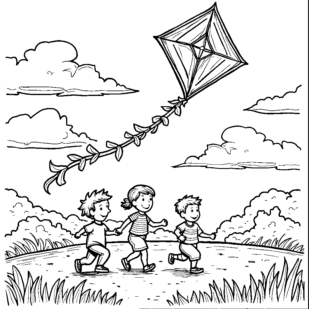 A star-shaped kite flying high in a sunny sky