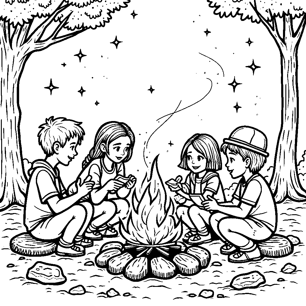 A magical campfire storytelling session with friends