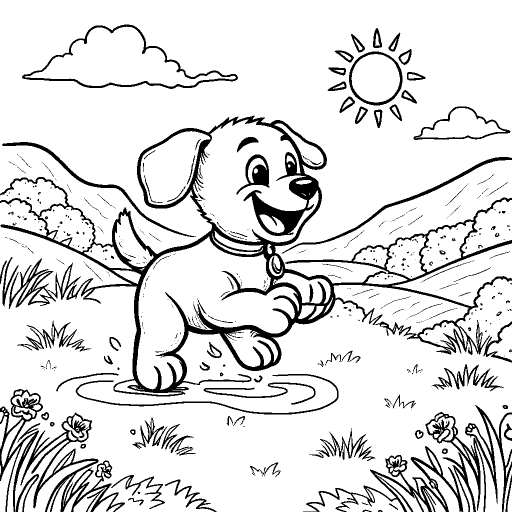 A playful puppy chasing letters in a field