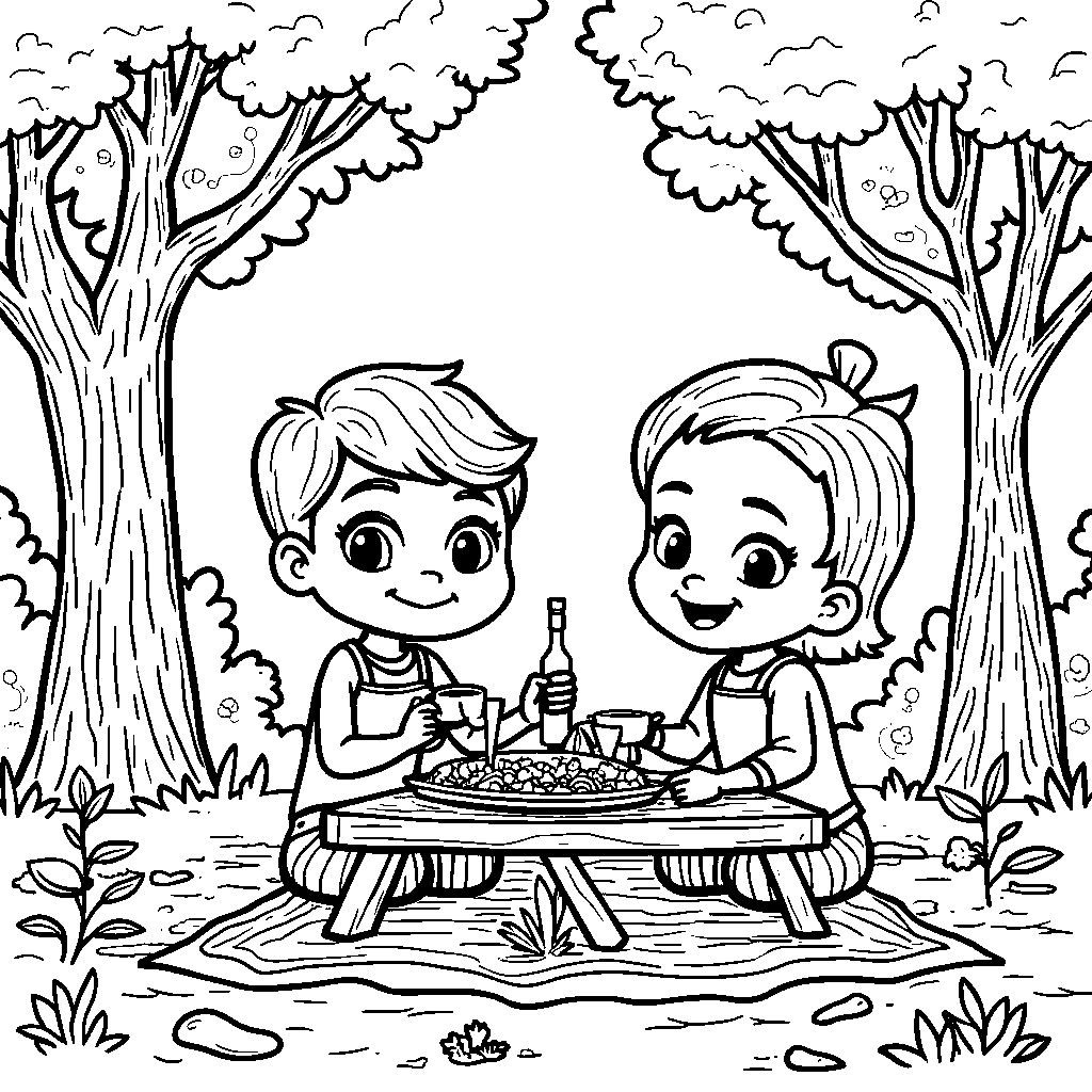 The Super Why gang at a picnic in a storybook forest