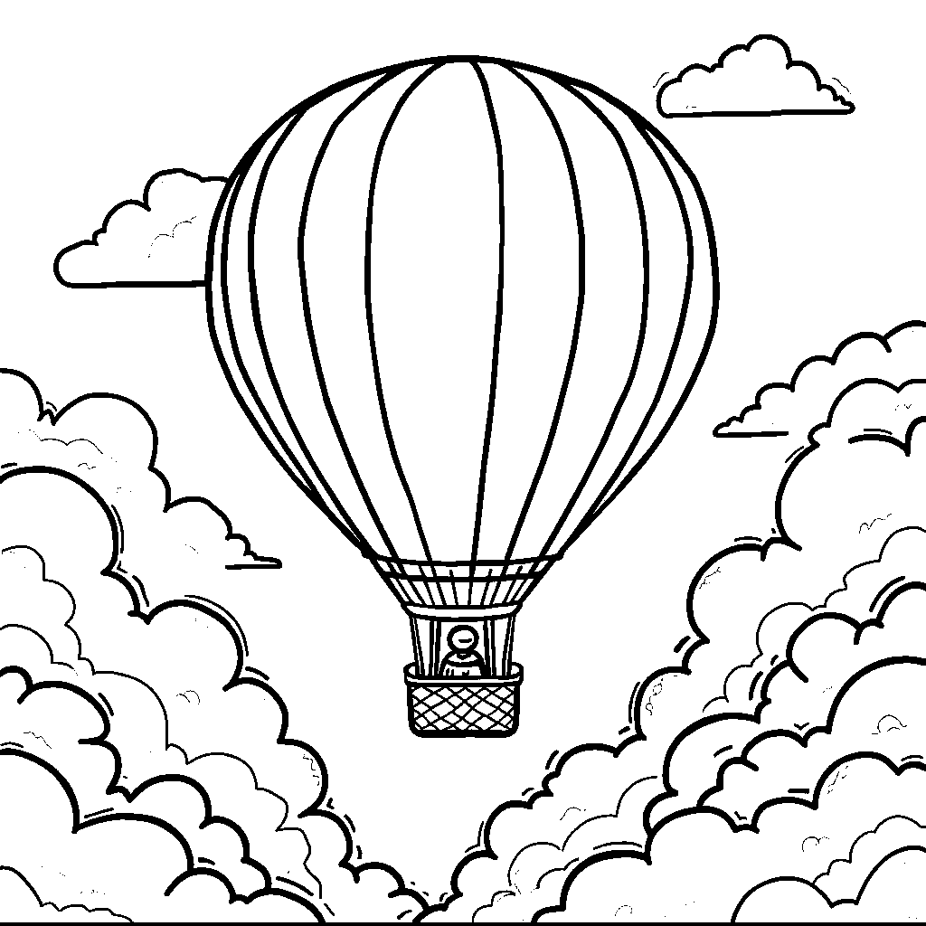 A hot air balloon in the shape of the letter T floating in the clouds