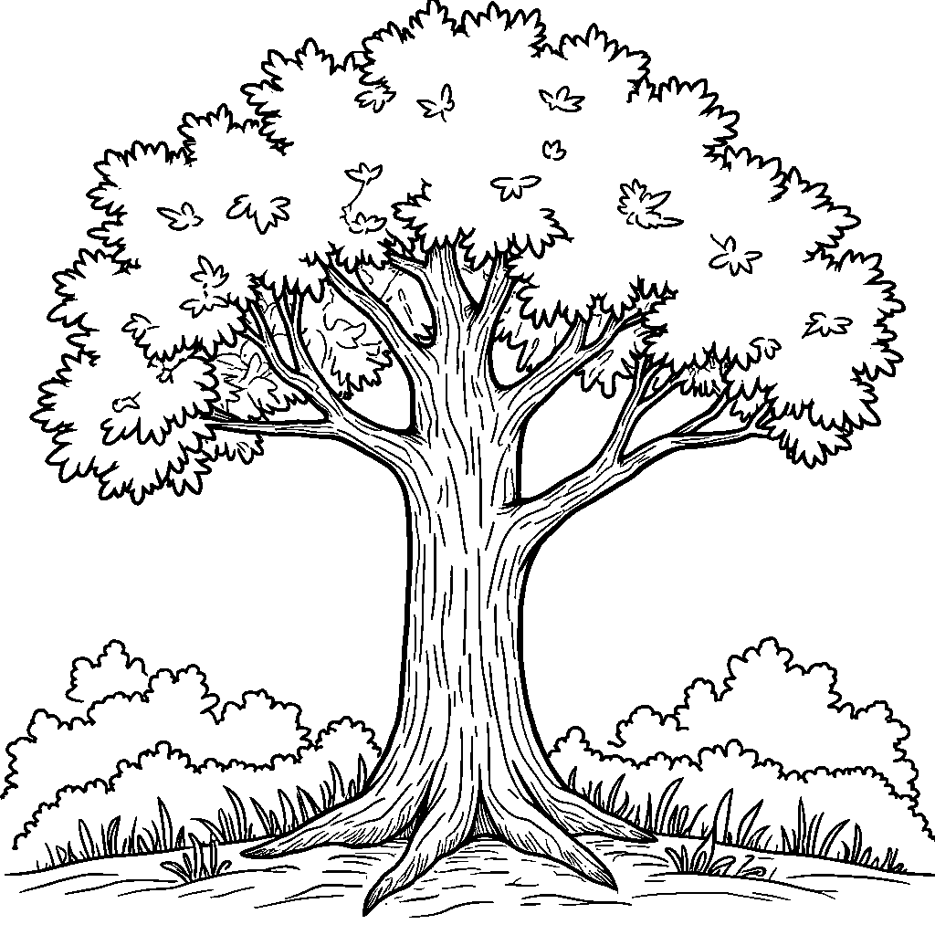 A tree with branches forming the shape of the letter T