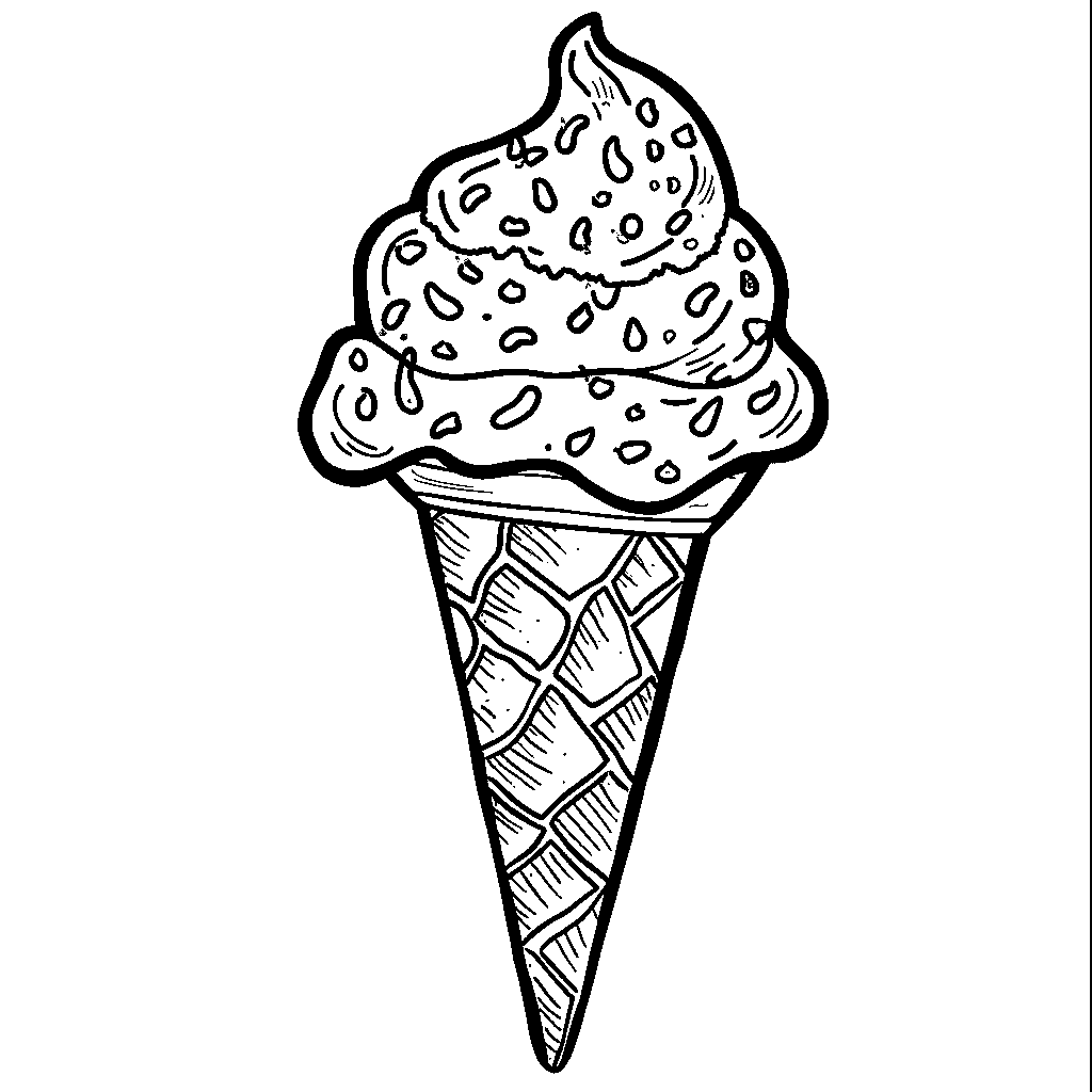 An ice cream cone in the shape of the letter T, topped with sprinkles