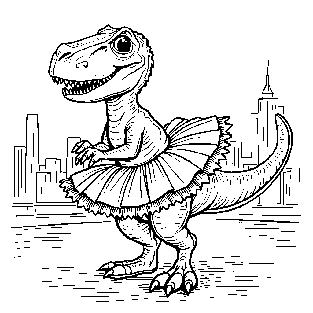 T-Rex dancing the ballet in a tutu