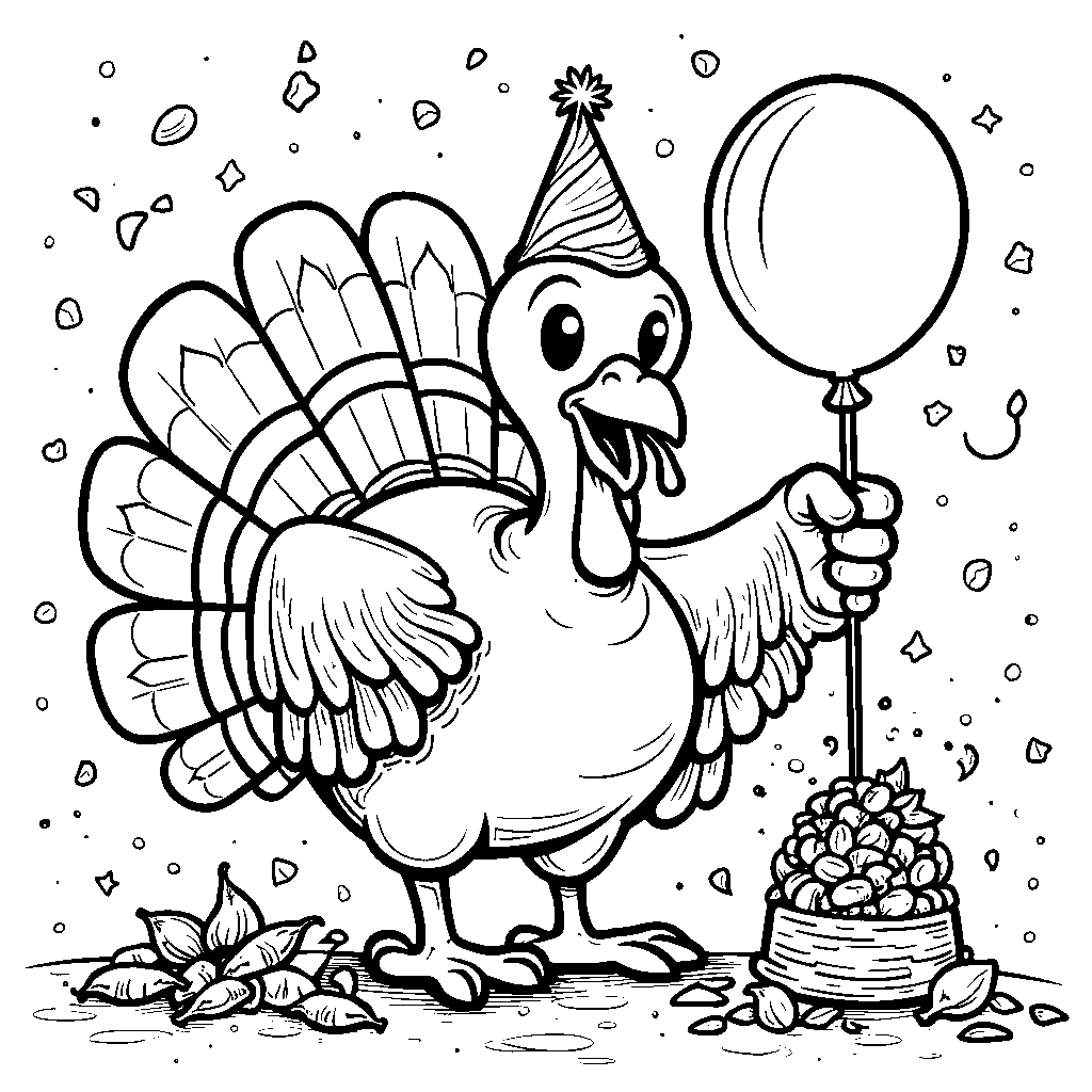 A turkey playing with a pinata filled with candy