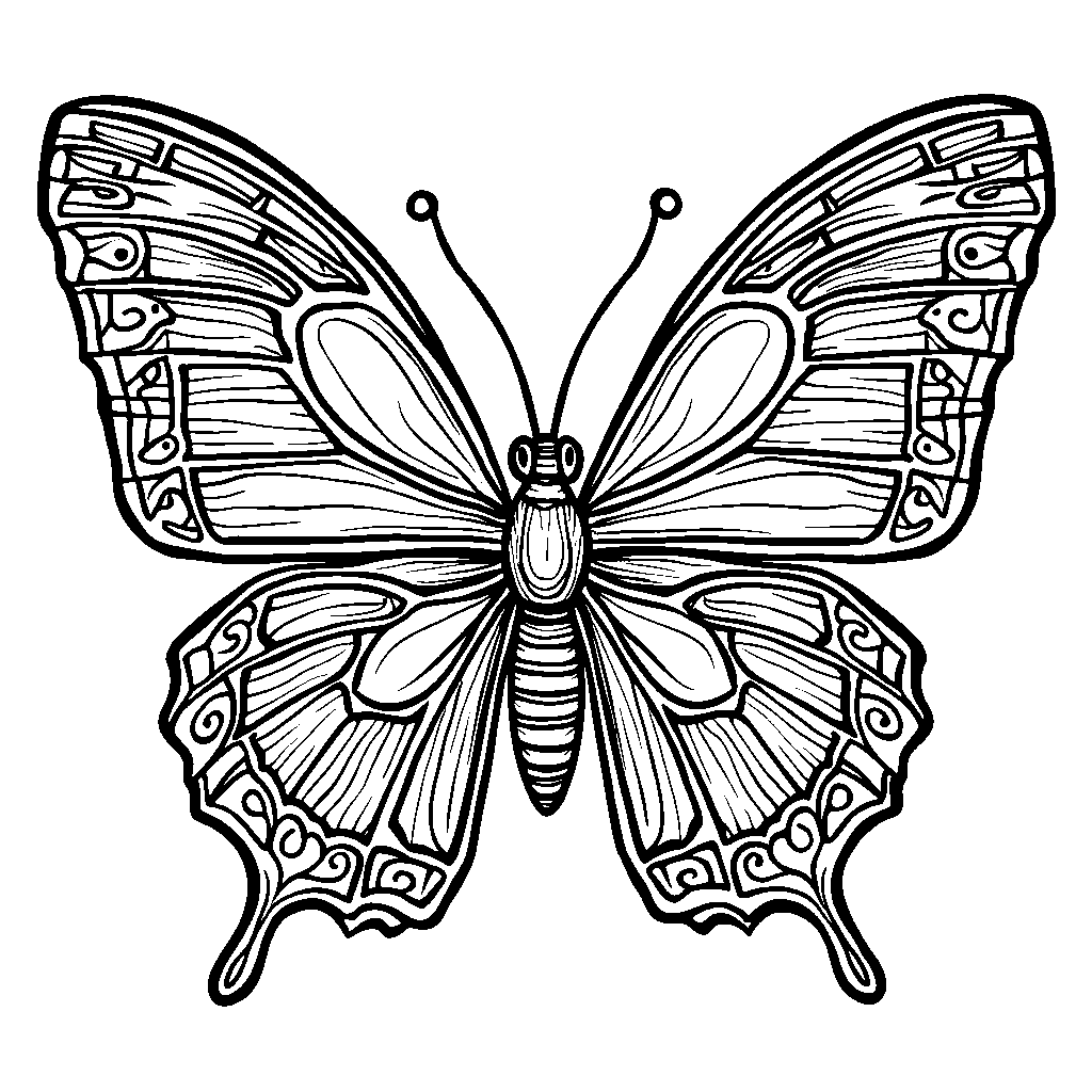 A letter V shaped like a butterfly with detailed wings