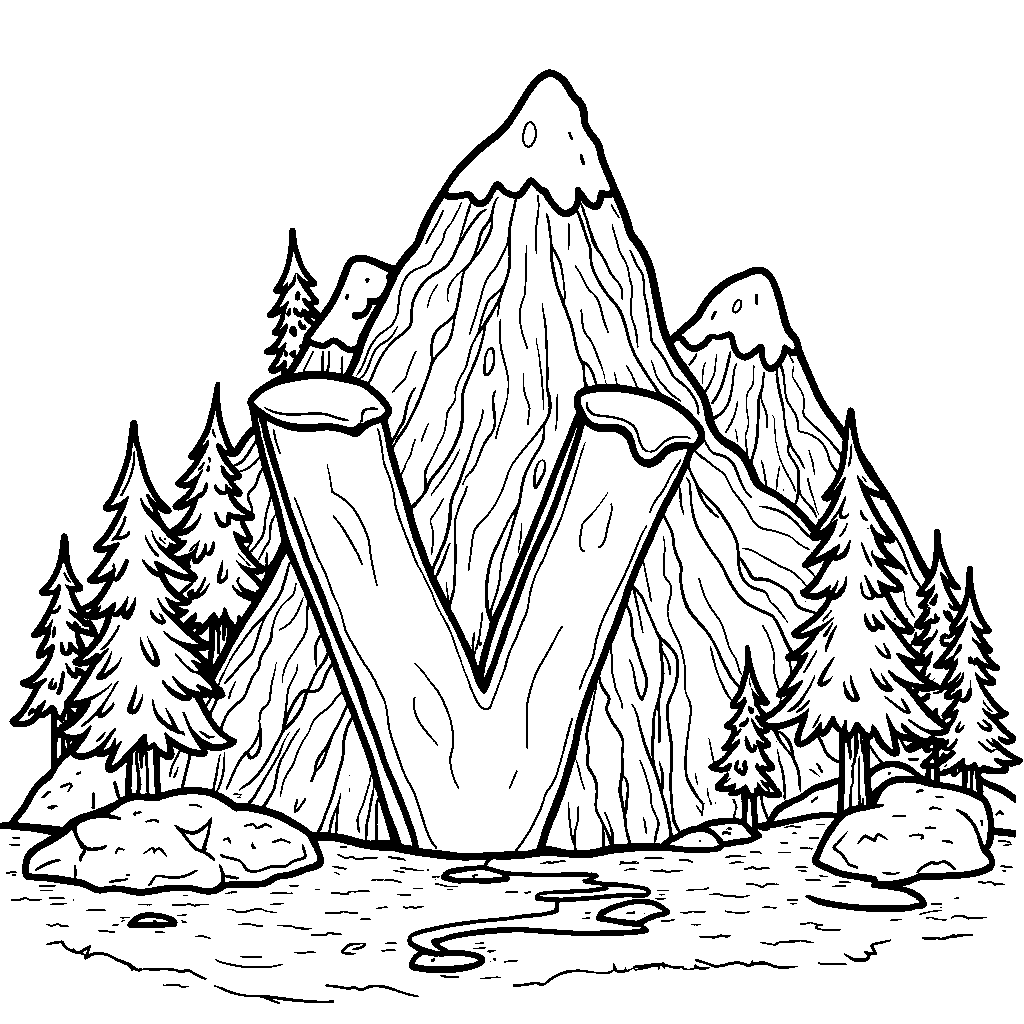 The letter V shaped like a mountain peak