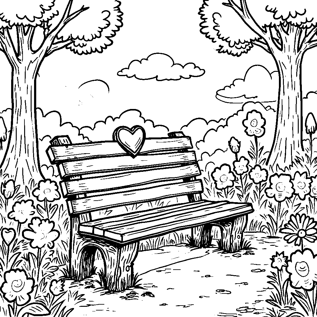 A Whoville Park Bench with a Heart-Shaped Back