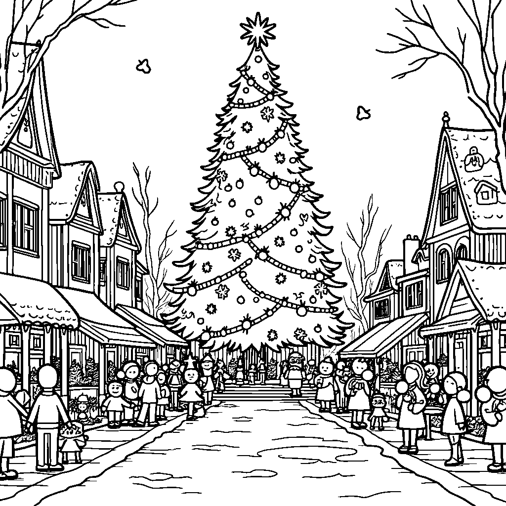 The Whoville Town Square with a Giant Christmas Tree