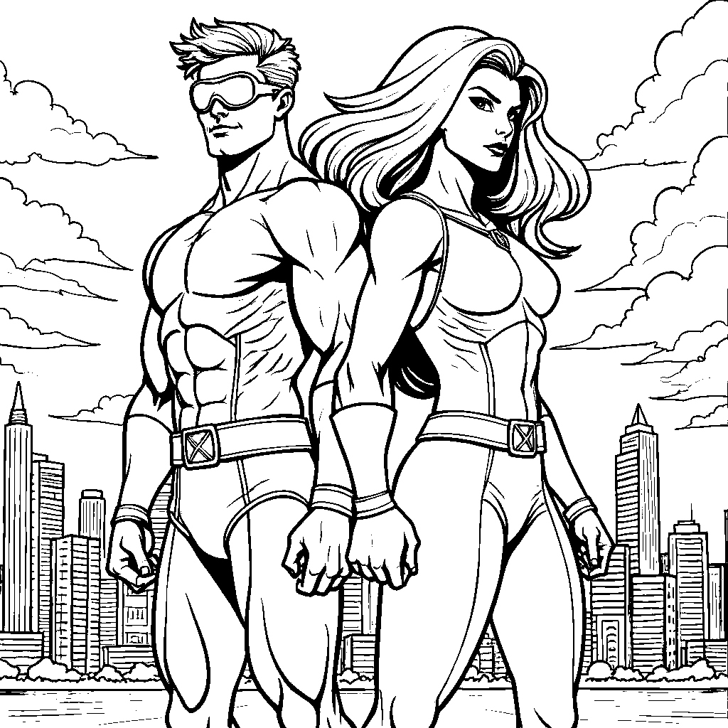 Cyclops and Storm standing back-to-back, ready for action