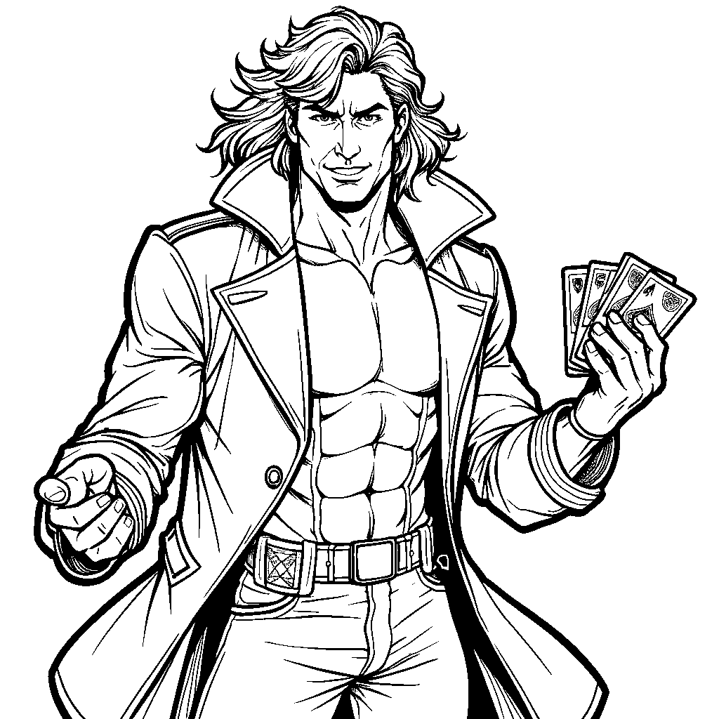 Gambit's charming smile and explosive cards