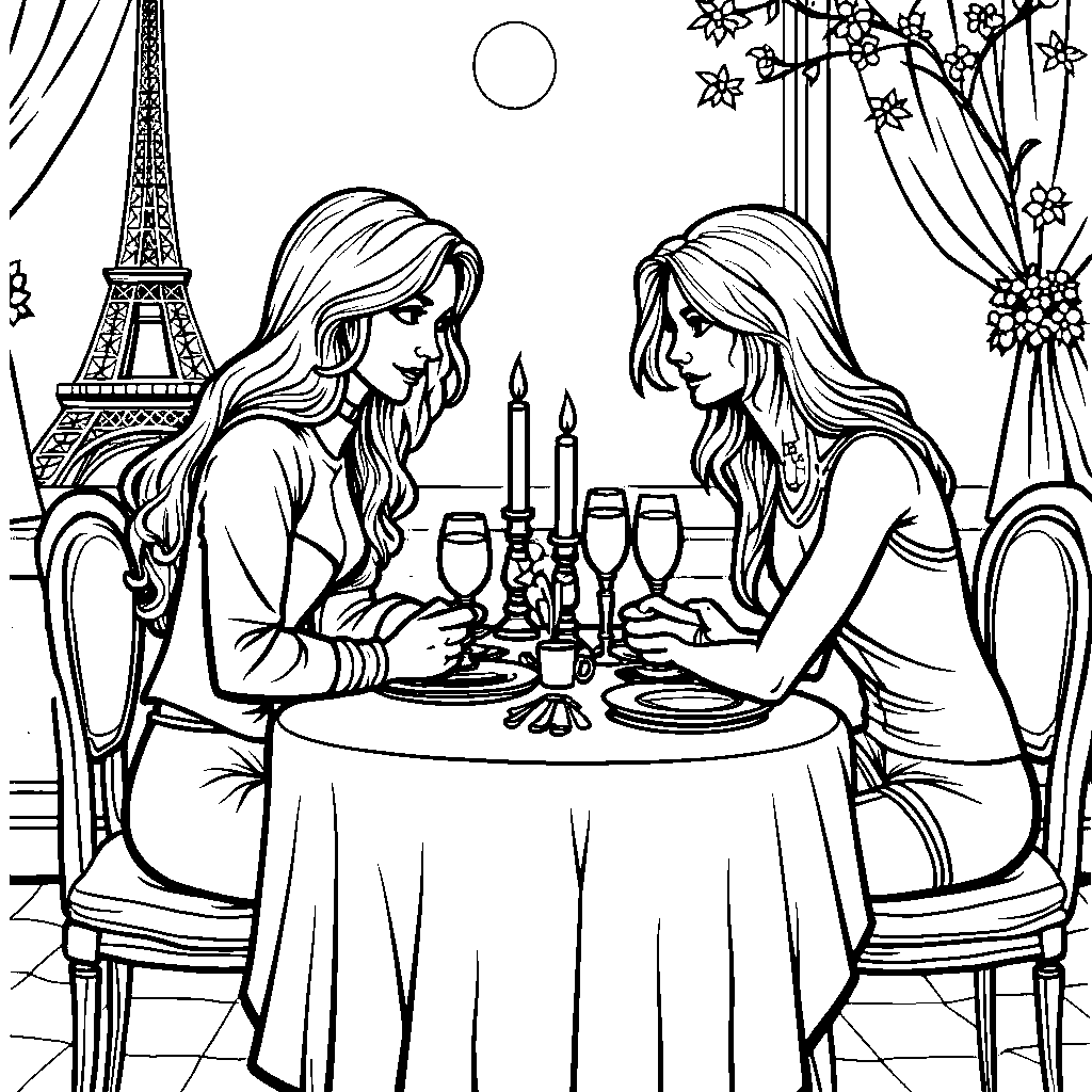 Rogue and Gambit sharing a romantic dinner in Paris