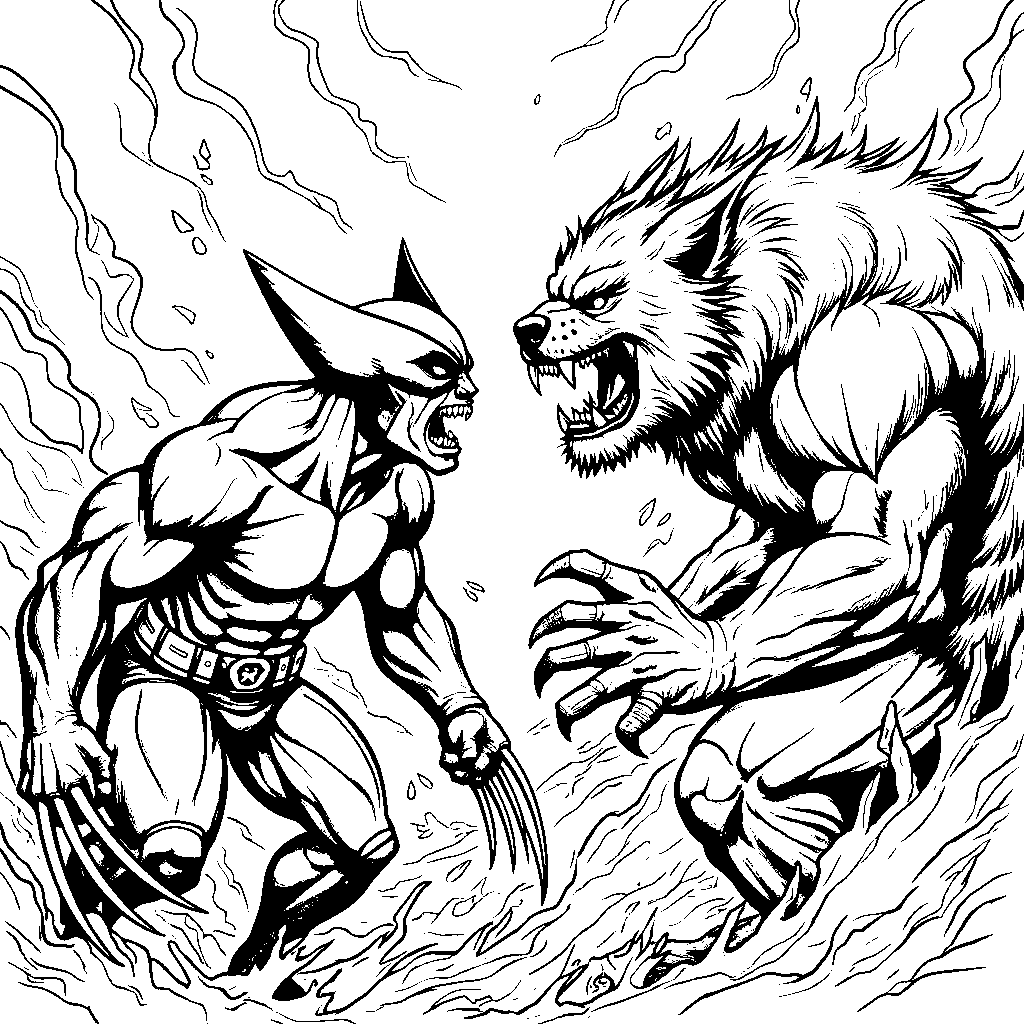 Wolverine and Sabretooth facing off in a fierce battle