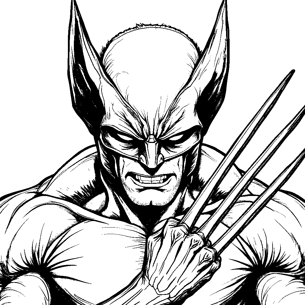 Wolverine's face with his iconic mask and claws