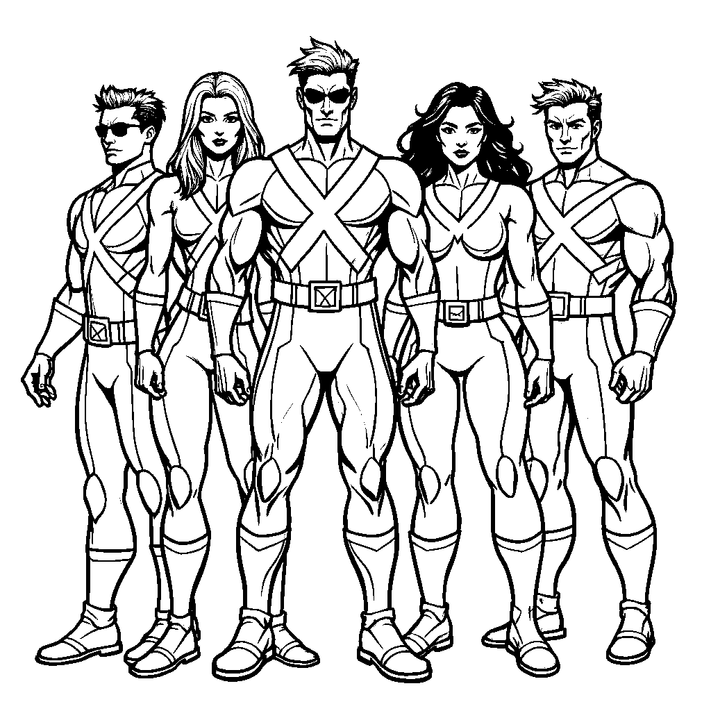 The X-Men team standing together in their classic uniforms