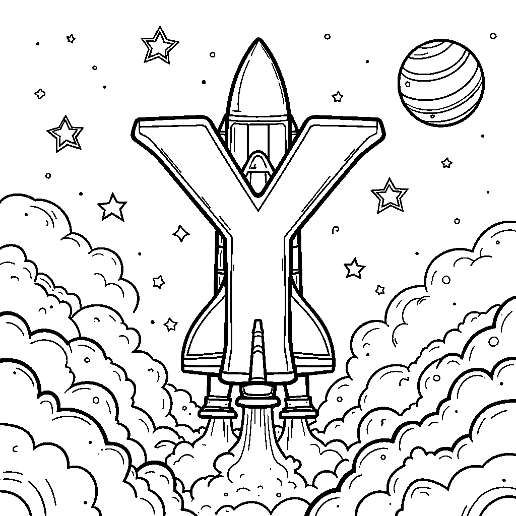 A space shuttle shaped like the letter Y launching into space