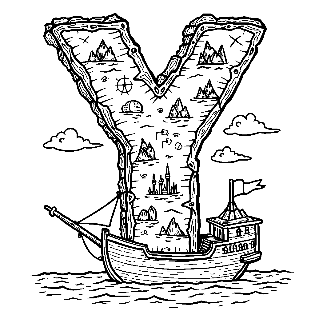 A treasure map in the shape of the letter Y