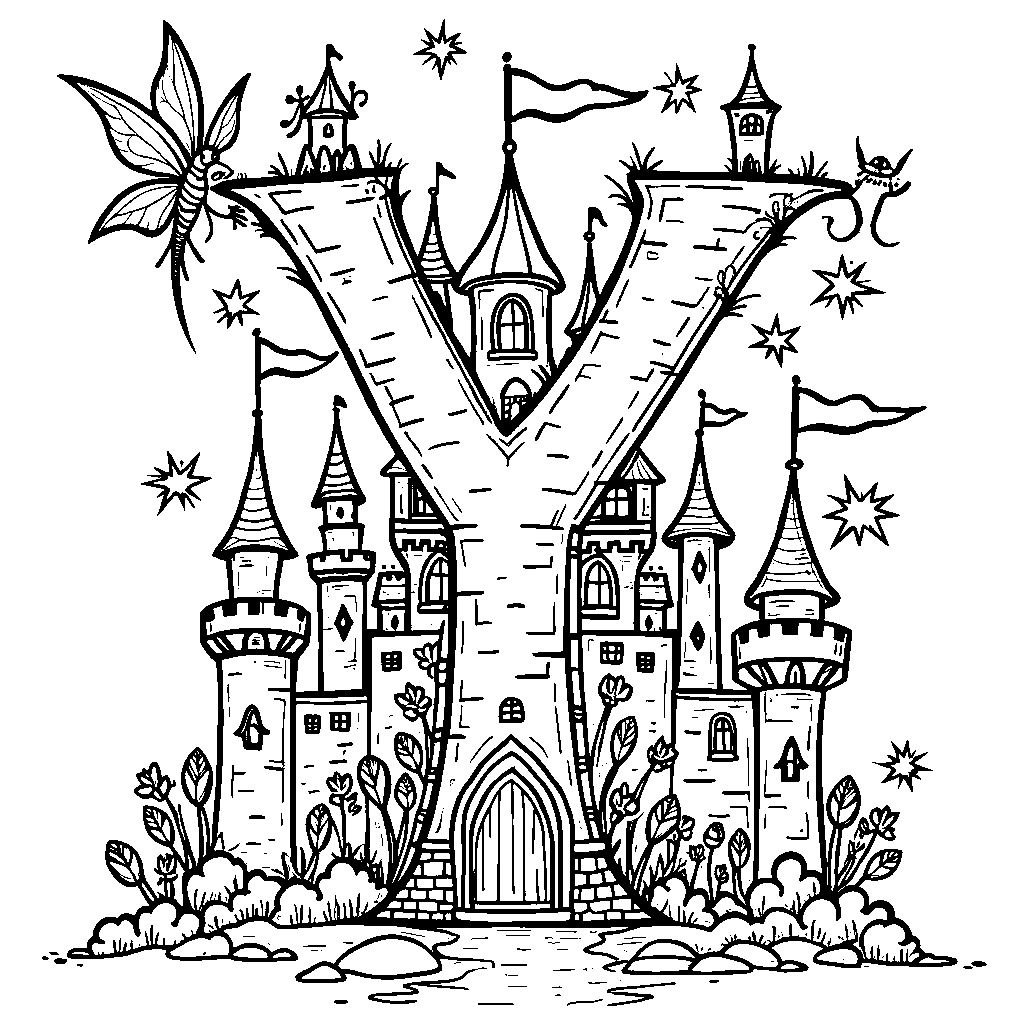 The letter Y as a part of a magical castle