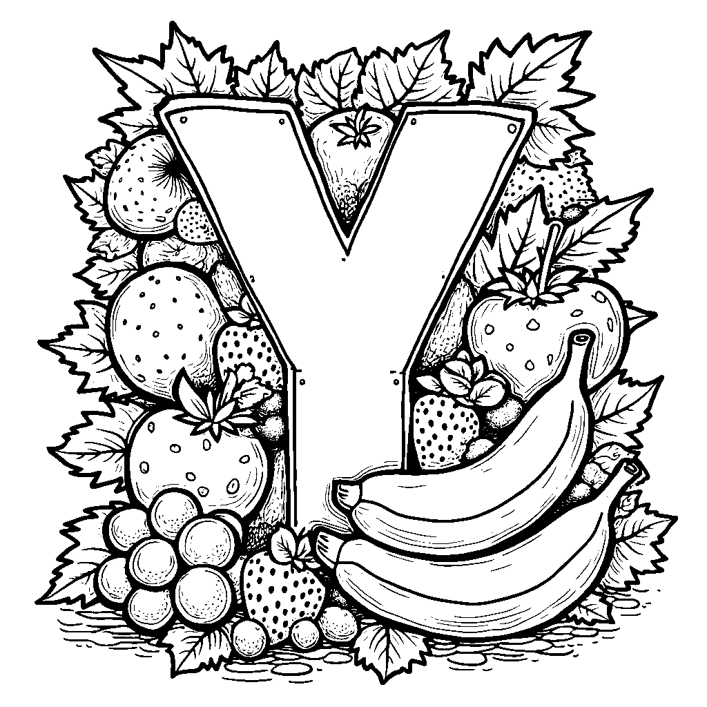 The letter Y surrounded by delicious fruits