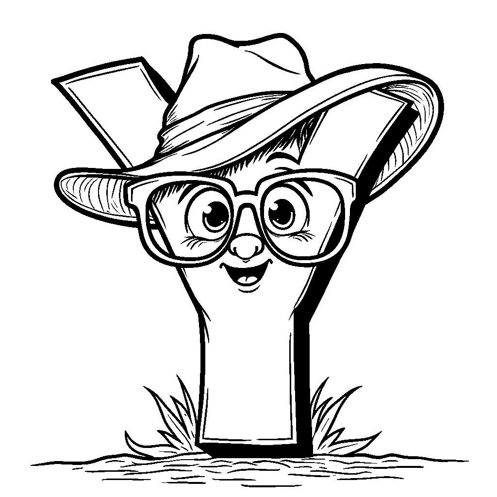 The letter Y wearing a funny hat and glasses