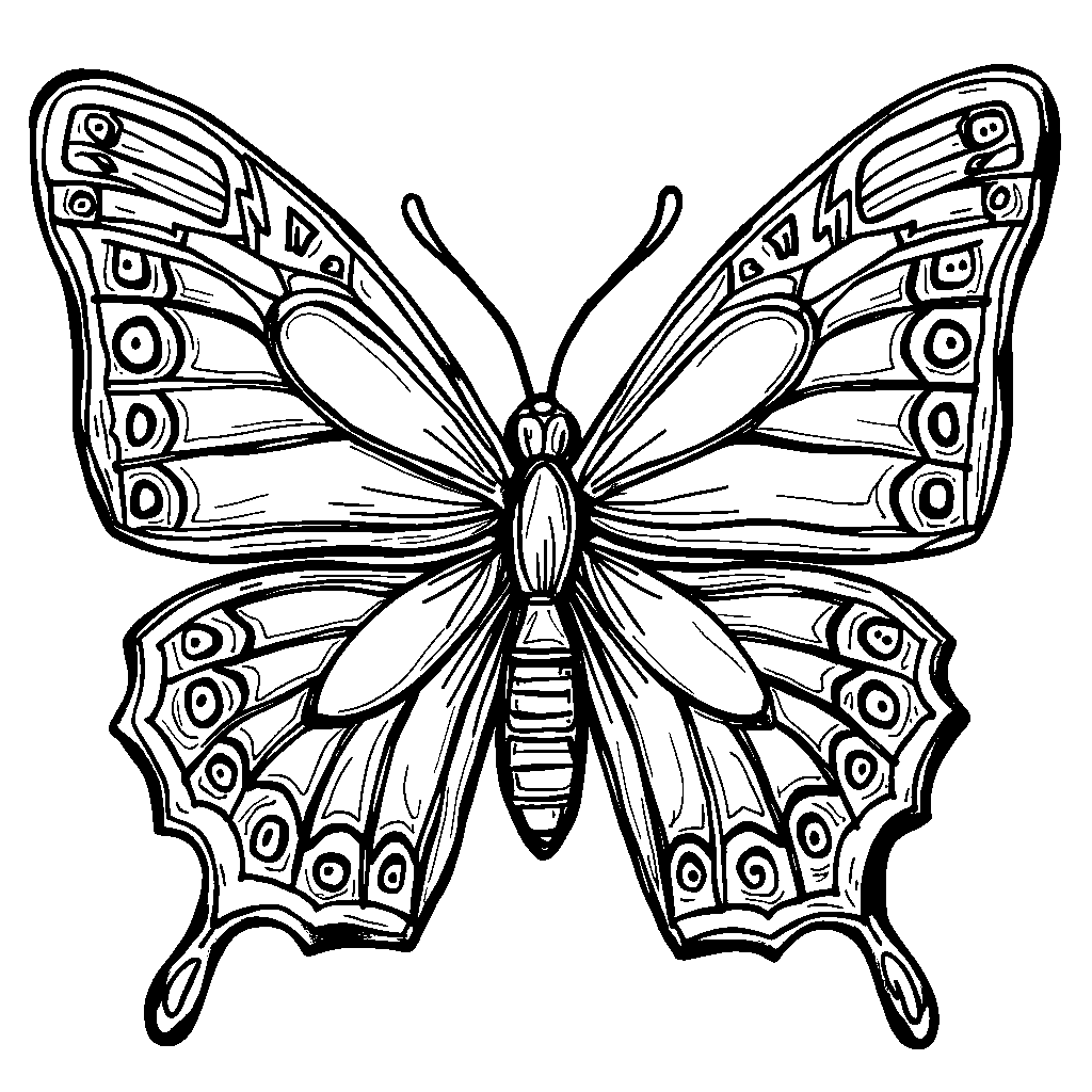 A zero-patterned butterfly transforming from a cocoon