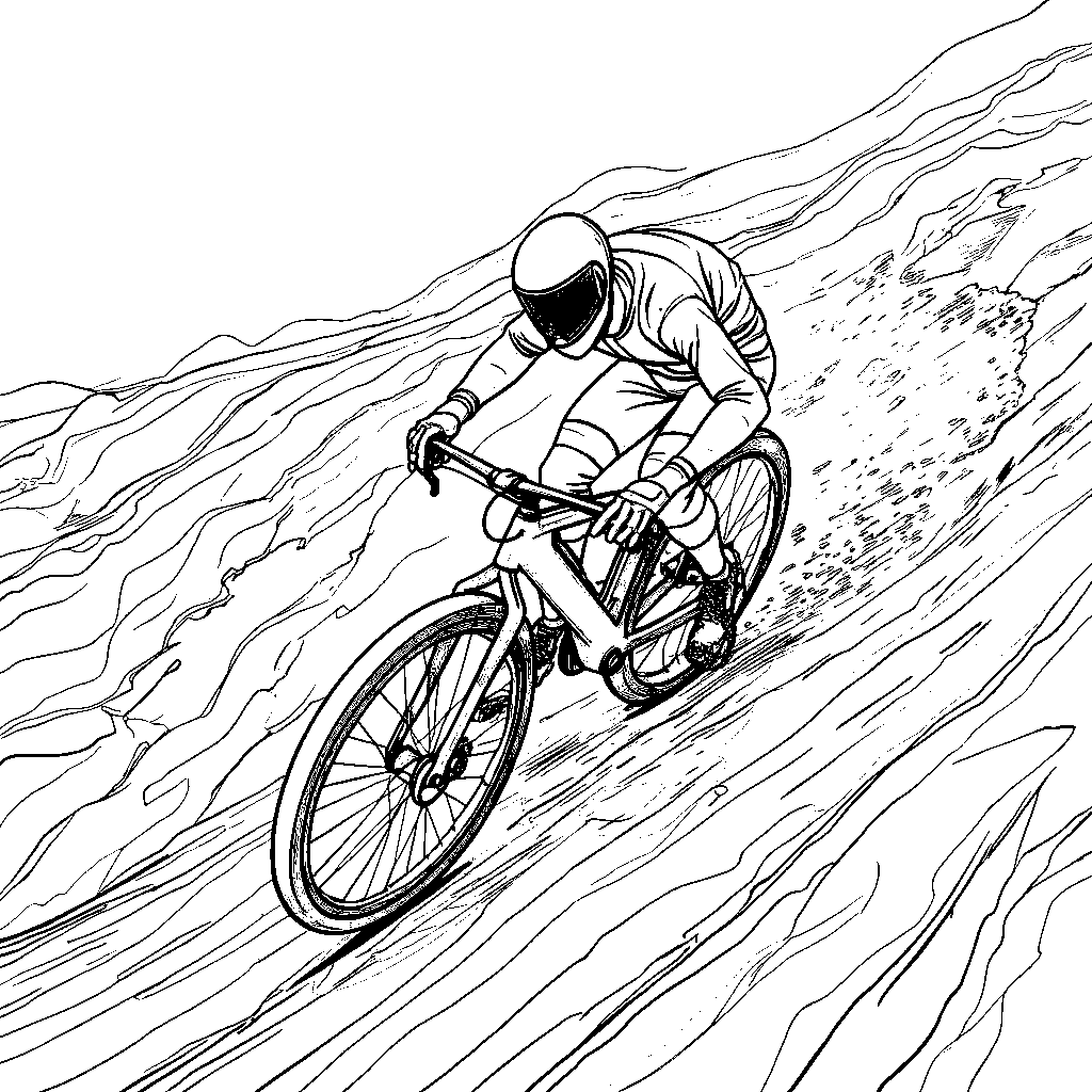 A zero-themed bicycle racing down a hill