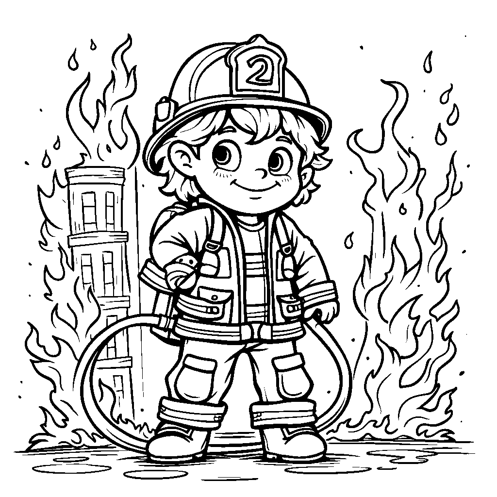 Zero as a firefighter saving the day