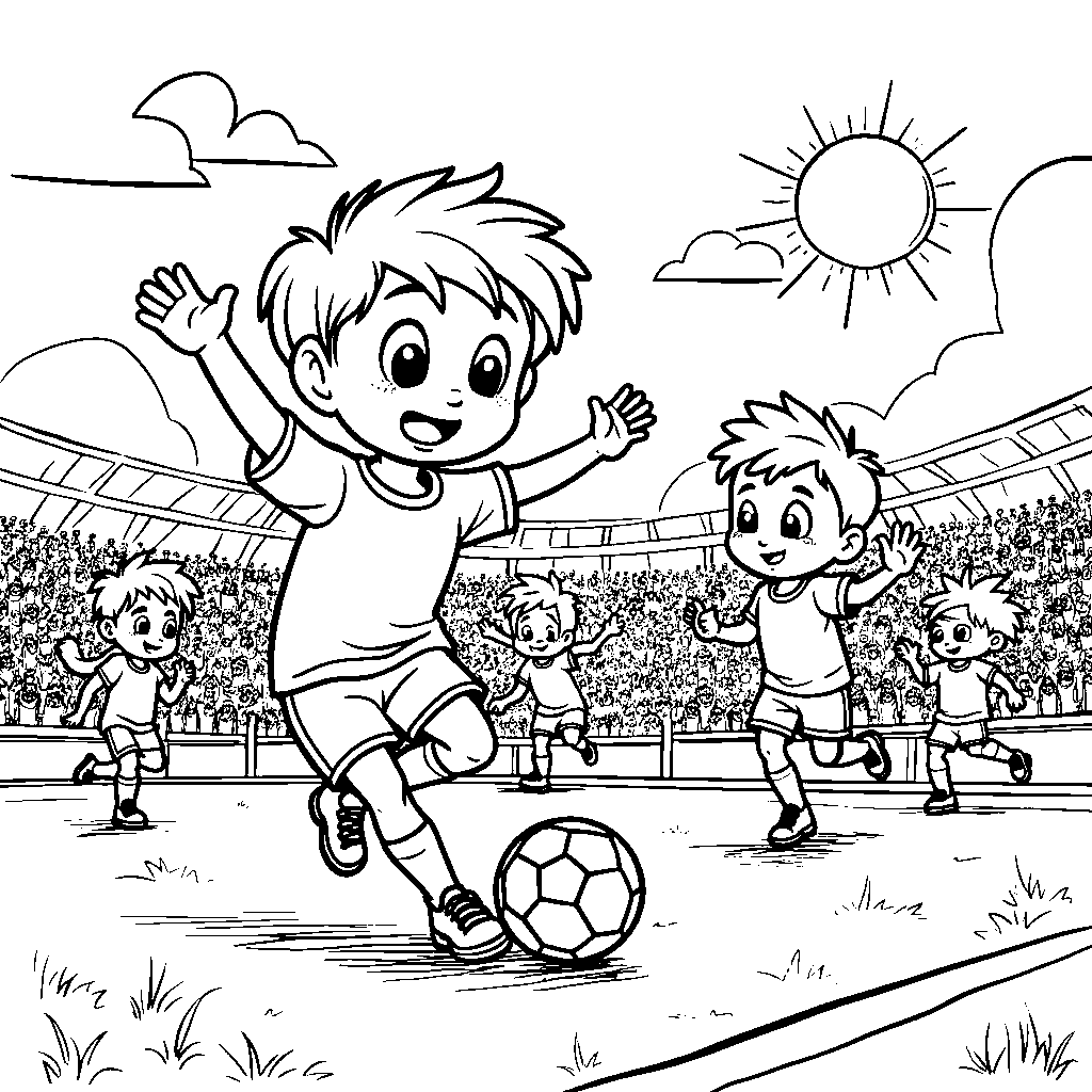 Zero playing soccer with a team of friends