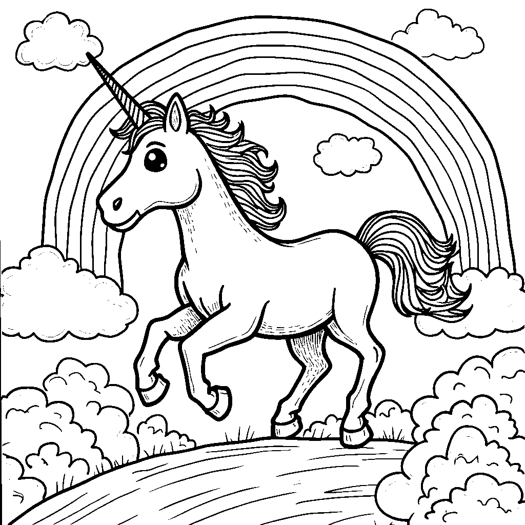 Zero riding a unicorn through a rainbow