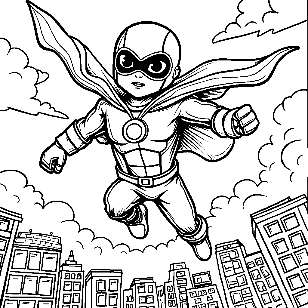 Zero the superhero flying through the air